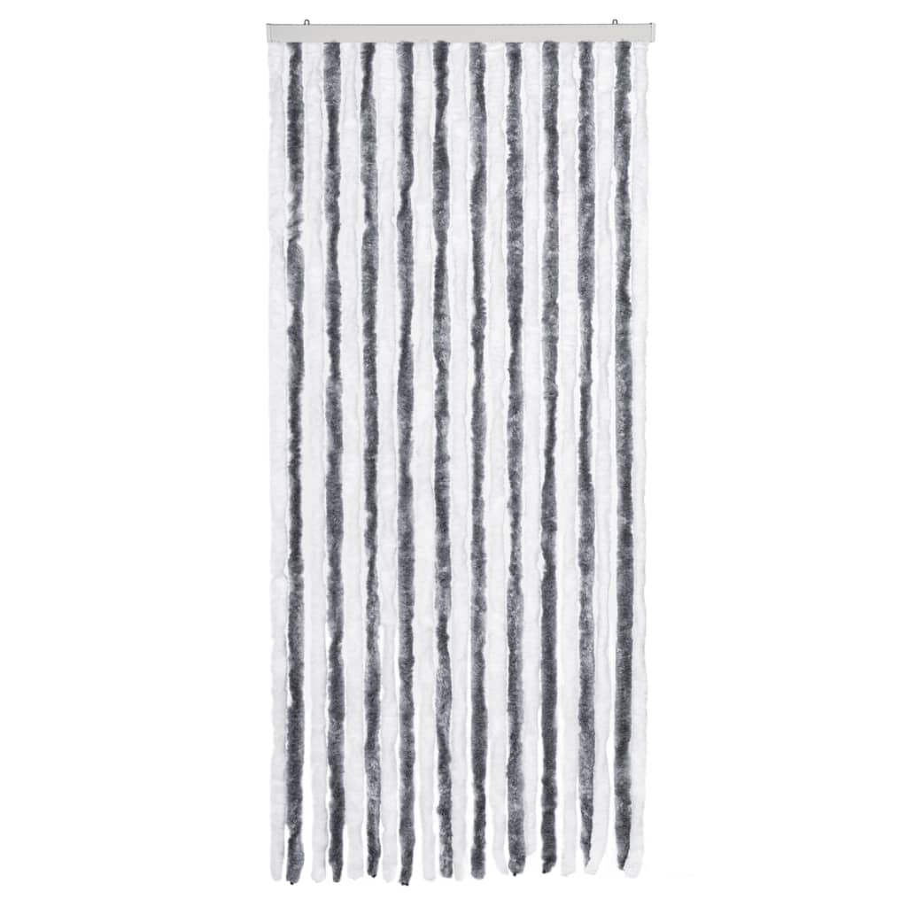 Rideau anti-insectes gris et blanc 90x220 cm Chenille