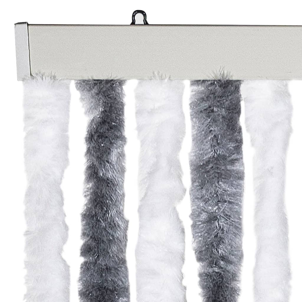 Rideau anti-insectes gris et blanc 90x220 cm Chenille