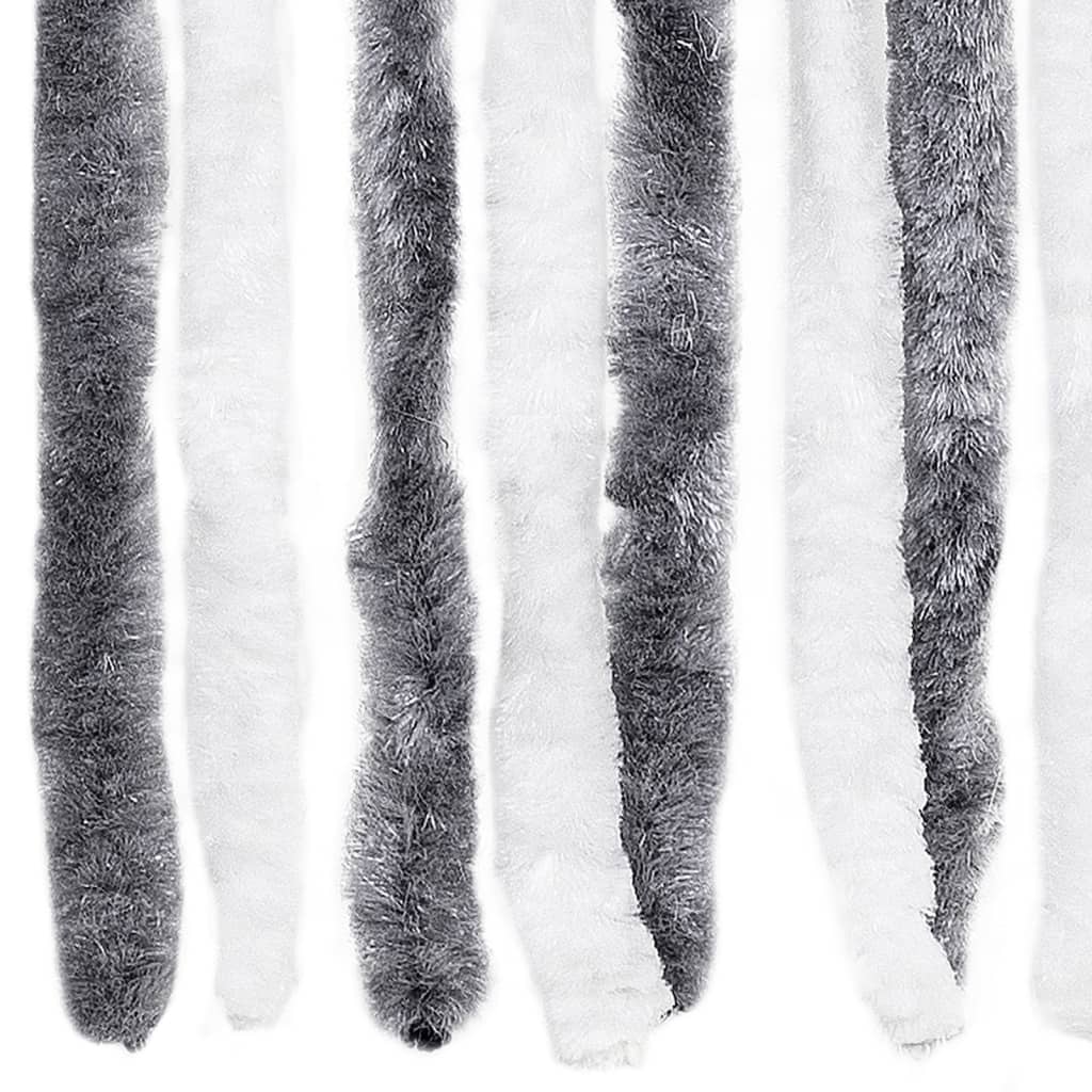 Rideau anti-insectes gris et blanc 90x220 cm Chenille