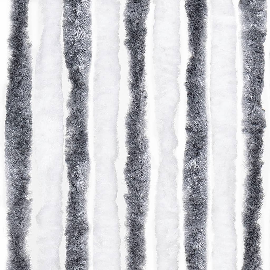 Rideau anti-insectes gris et blanc 90x220 cm Chenille