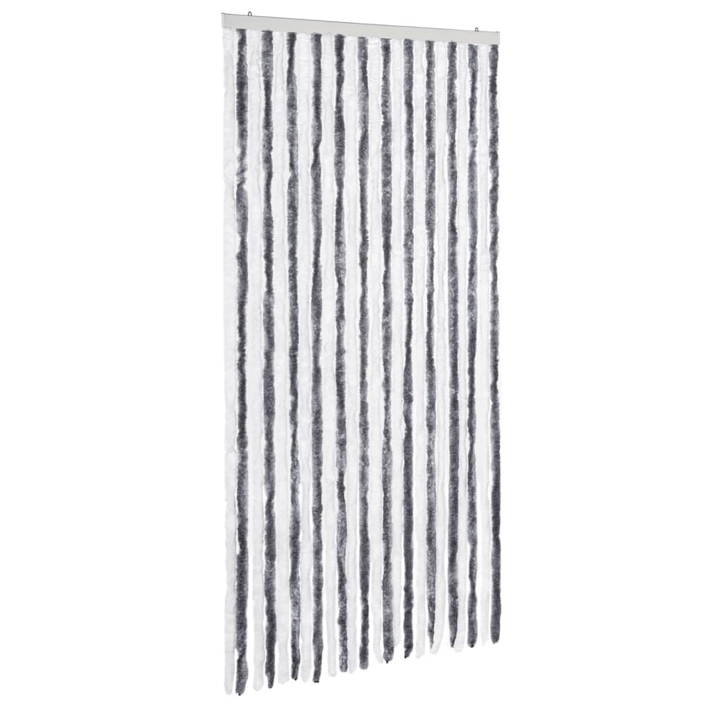 Moustiquaire de porte grise et blanche 100x220 cm chenille