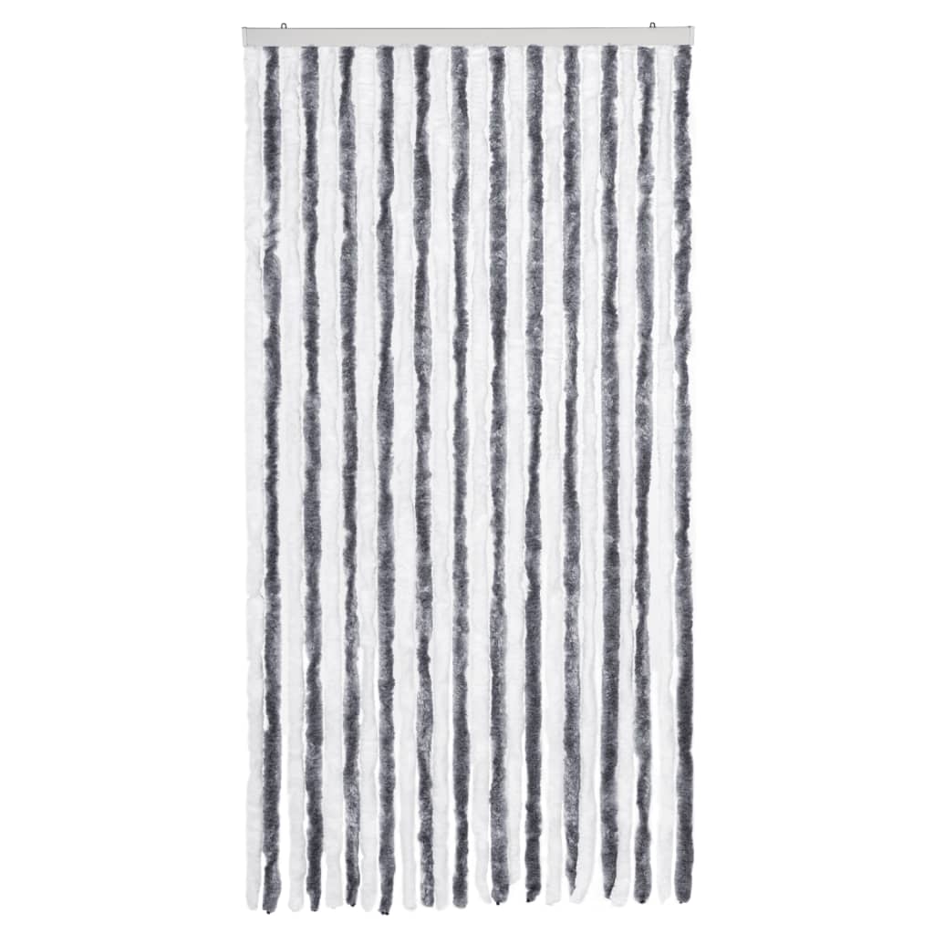 Moustiquaire de porte grise et blanche 100x220 cm chenille