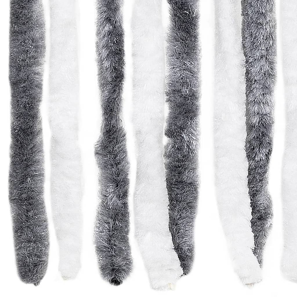 Moustiquaire de porte grise et blanche 100x220 cm chenille