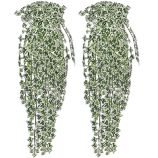 Lierre artificiel vert et blanc 90 cm 2 pièces