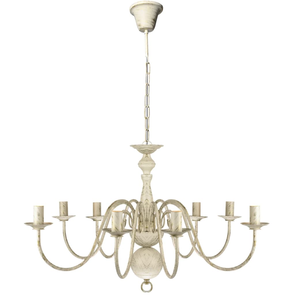 Metal Chandelier White Antique 8 x E14 Bulbs