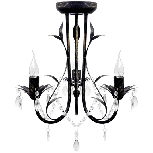 Decknlampe Art Novau mit Kristallperlen 3 x E14