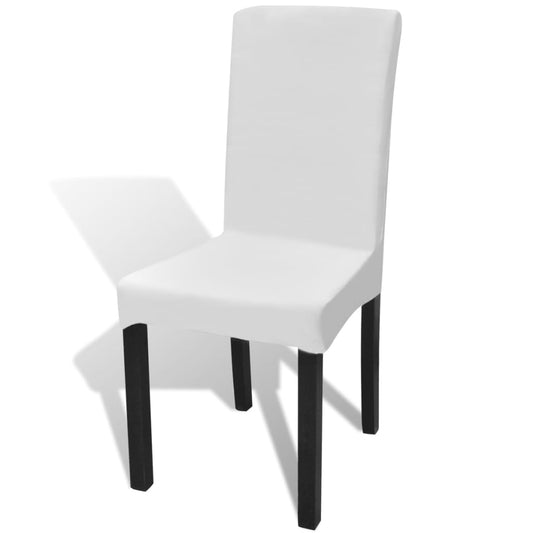 6 Pièces Housse de Chaise Droite Extensible Blanche