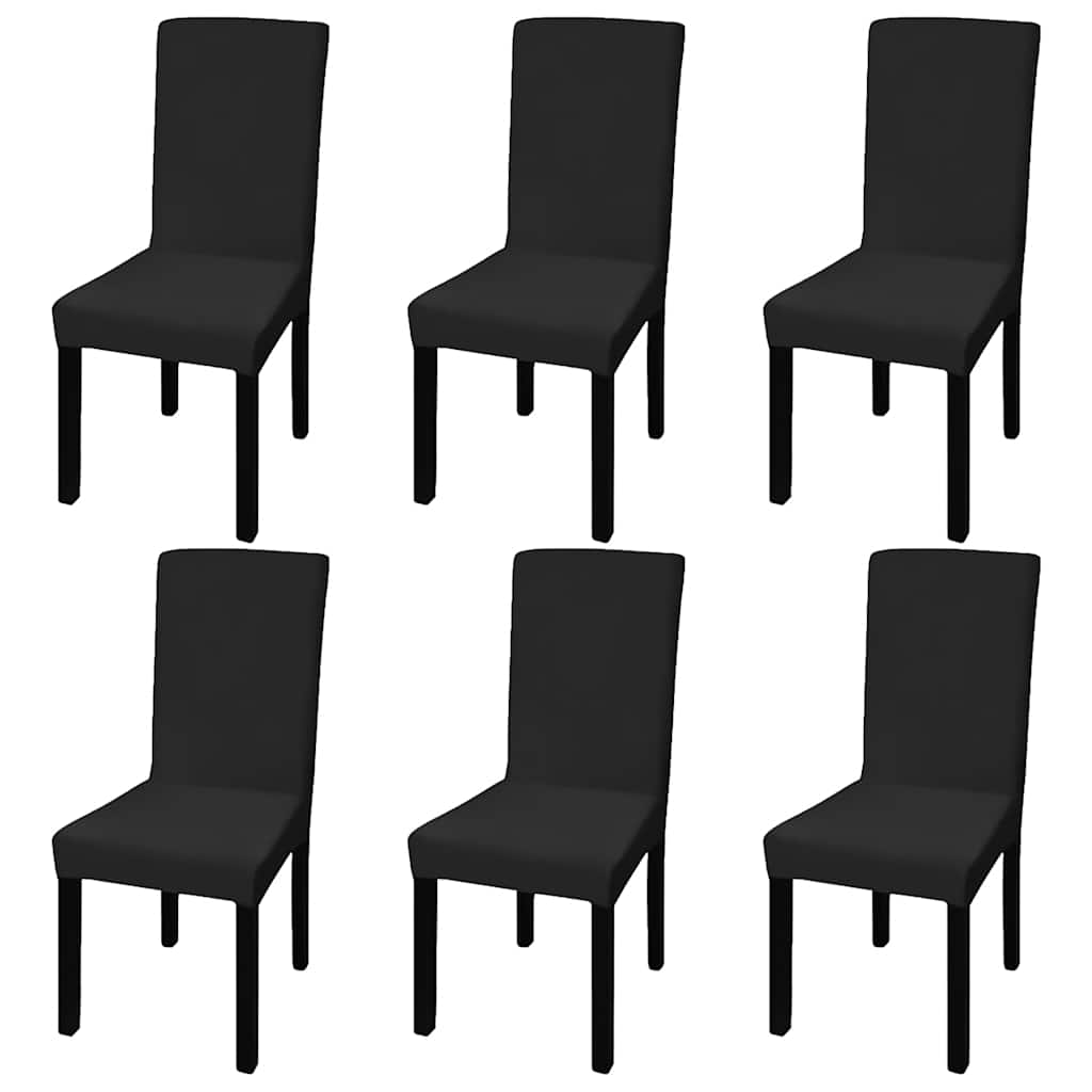 6 housses de chaise noires droites extensibles