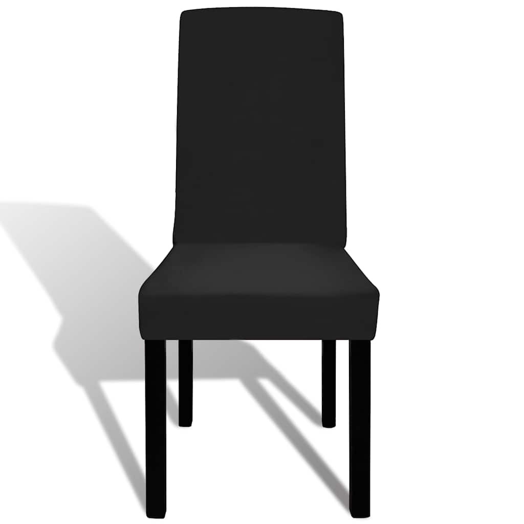 6 housses de chaise noires droites extensibles