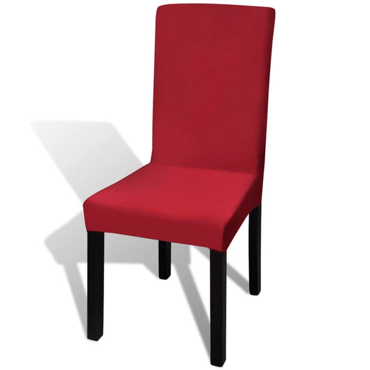6 housses de chaise bordeaux droites extensibles