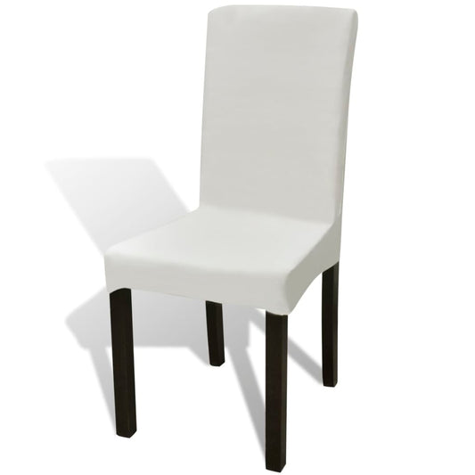 6 Housses de Chaise Crème Droites Extensibles