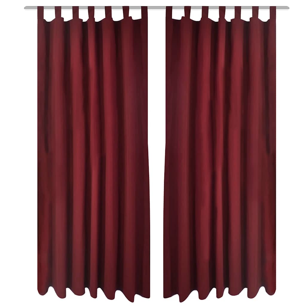 Satin Curtains, 2-Piece Set, 140 x 175 cm, Dark Red