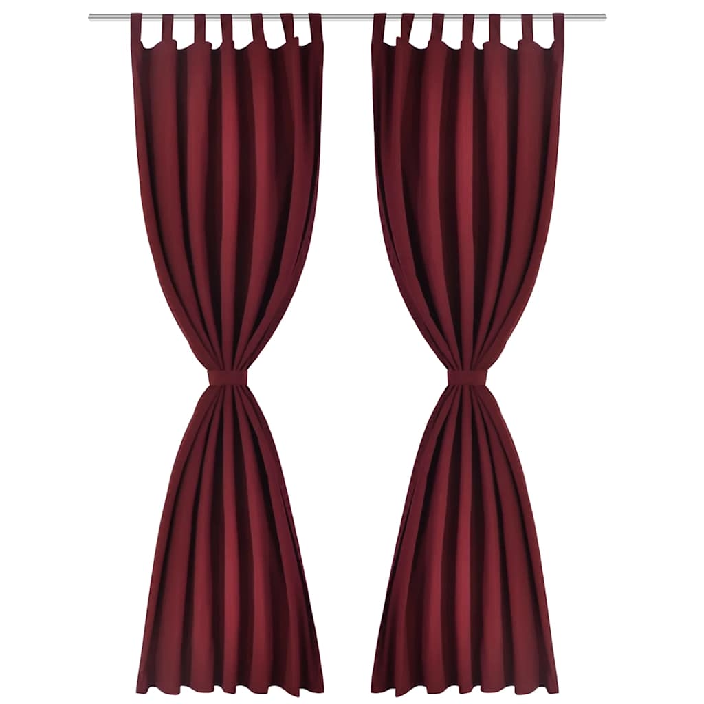 Satin Curtains, 2-Piece Set, 140 x 175 cm, Dark Red