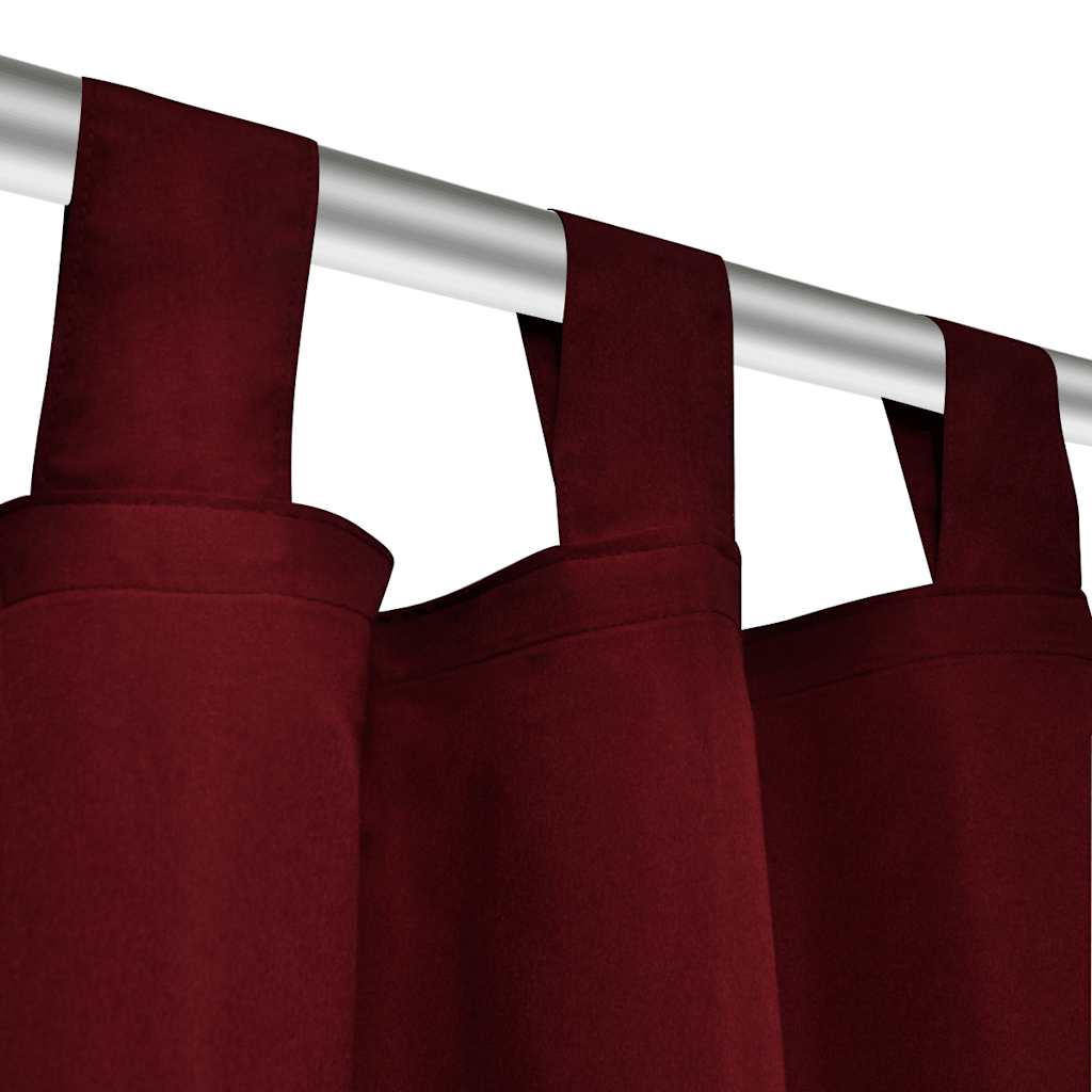 Satin Curtains, 2-Piece Set, 140 x 175 cm, Dark Red