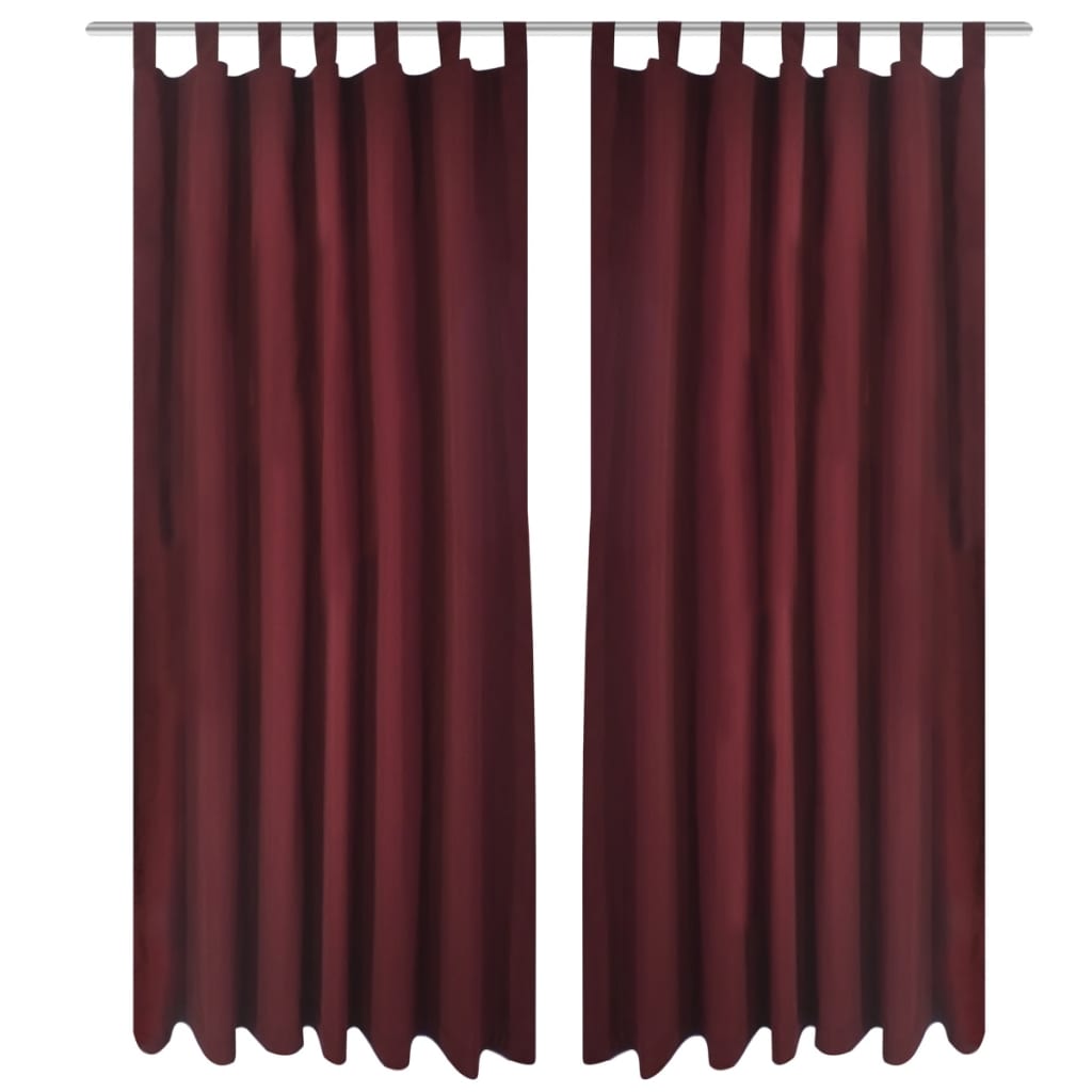 Satin Curtains, 2-piece, 140 x 225 cm, Dark Red
