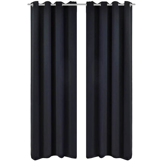 Verdunkelungs-Vorhänge mit Metallringen 135 x 245 cm Schwarz blackout