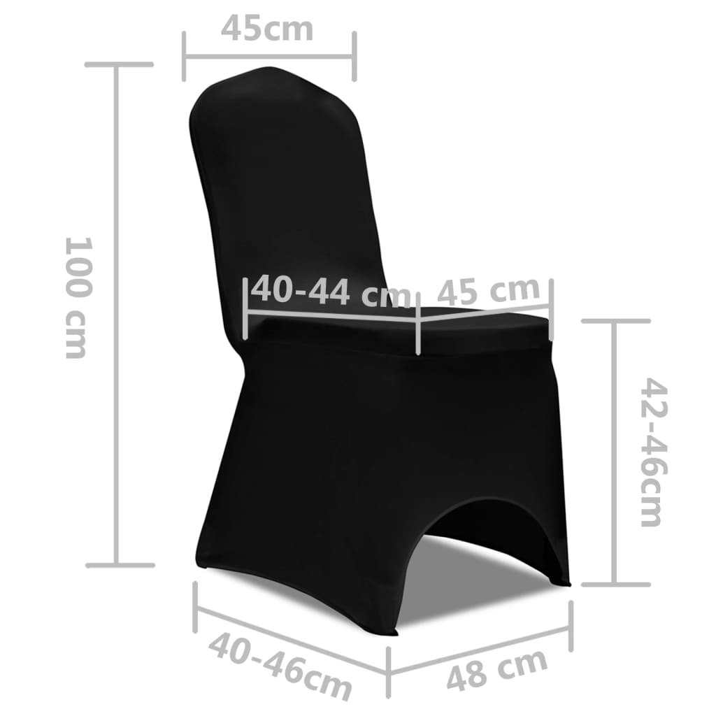 50 x Housse de chaise extensible noire