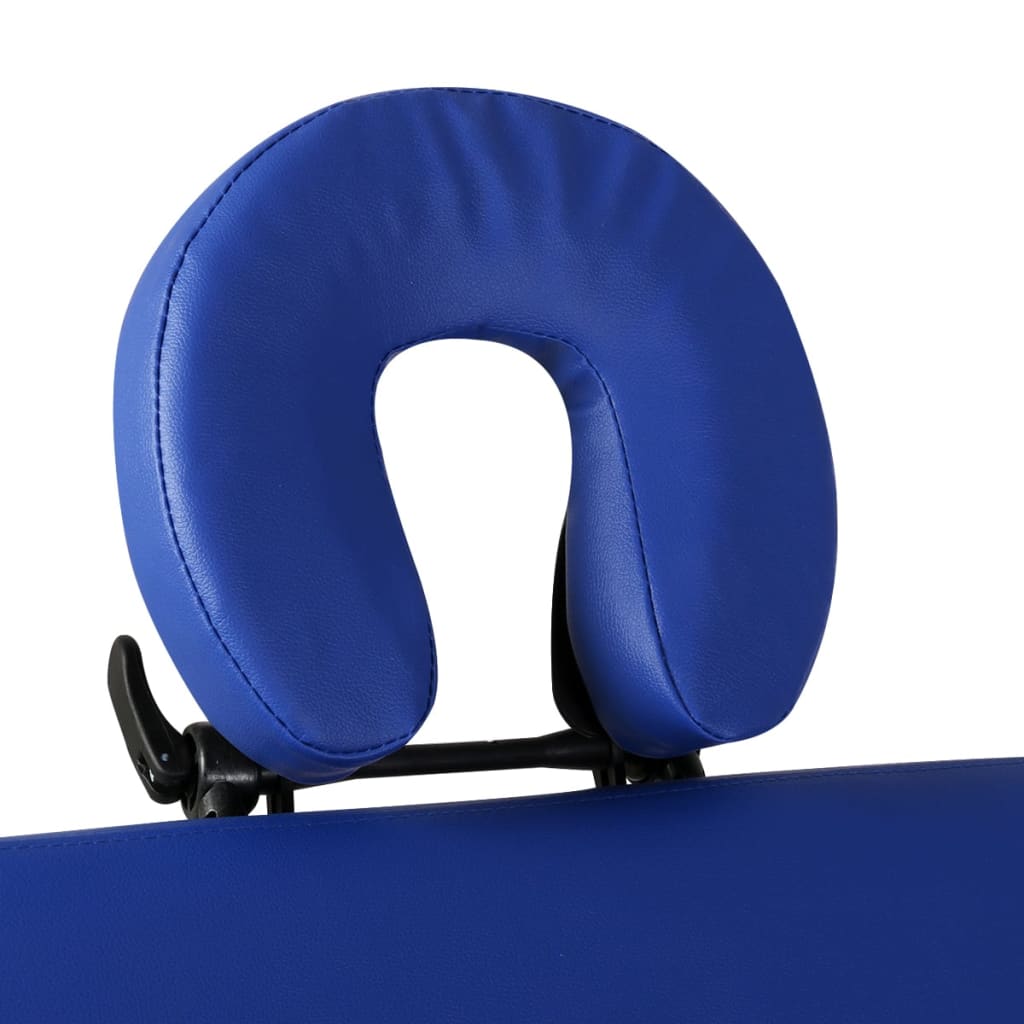 Folding Massage Table 2-Zone with Wooden Frame Blue