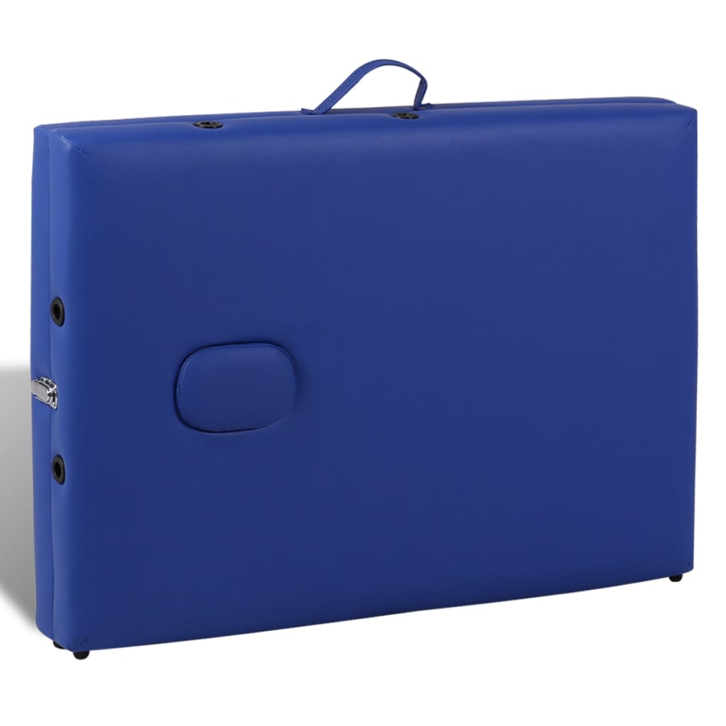Folding Massage Table 2-Zone with Wooden Frame Blue
