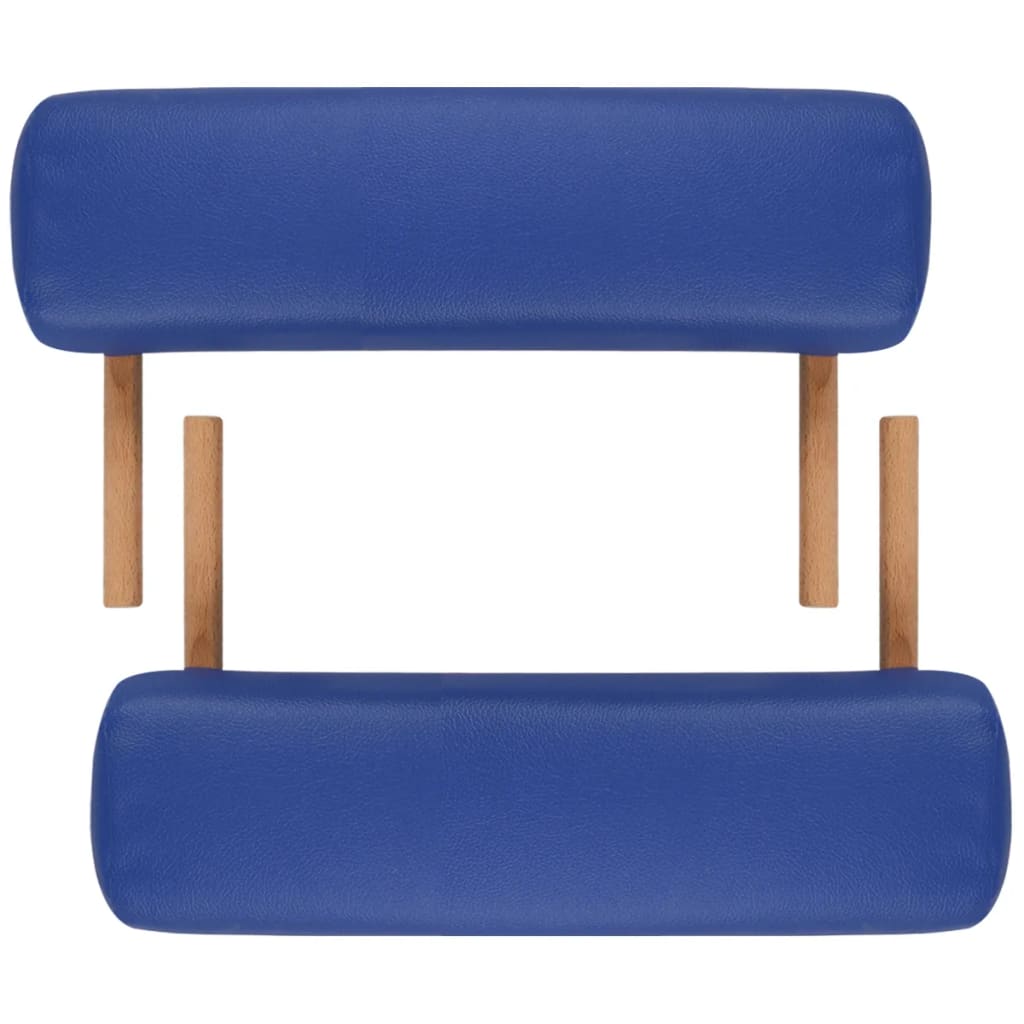 Folding Massage Table 2-Zone with Wooden Frame Blue