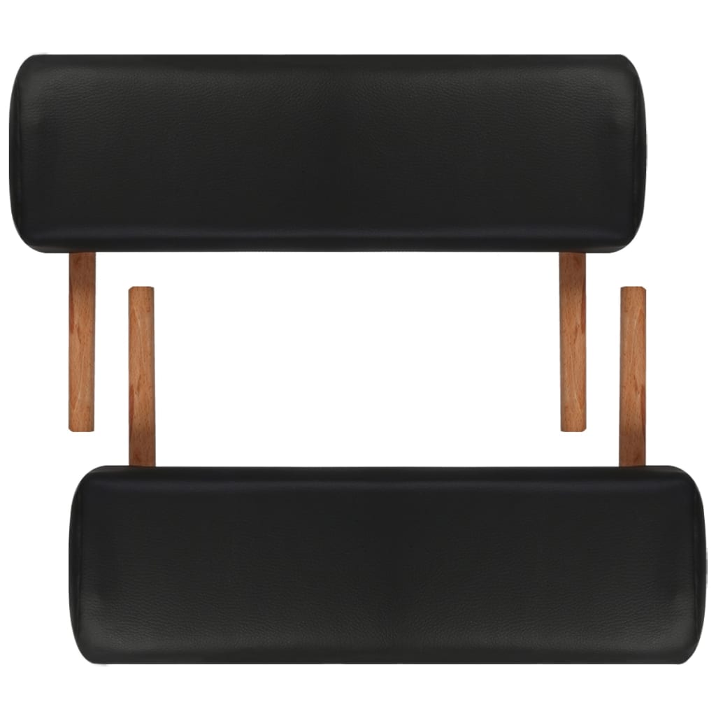 Table de massage pliable 2 zones avec cadre en bois noir