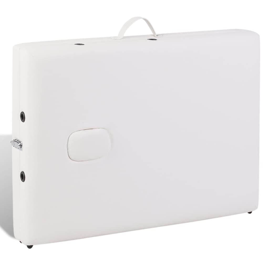 Portable Massage Table 2-Zone with Wooden Frame Cream White