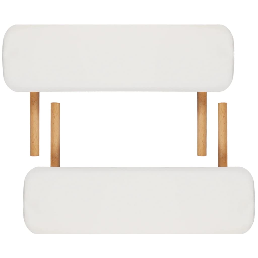 Portable Massage Table 2-Zone with Wooden Frame Cream White
