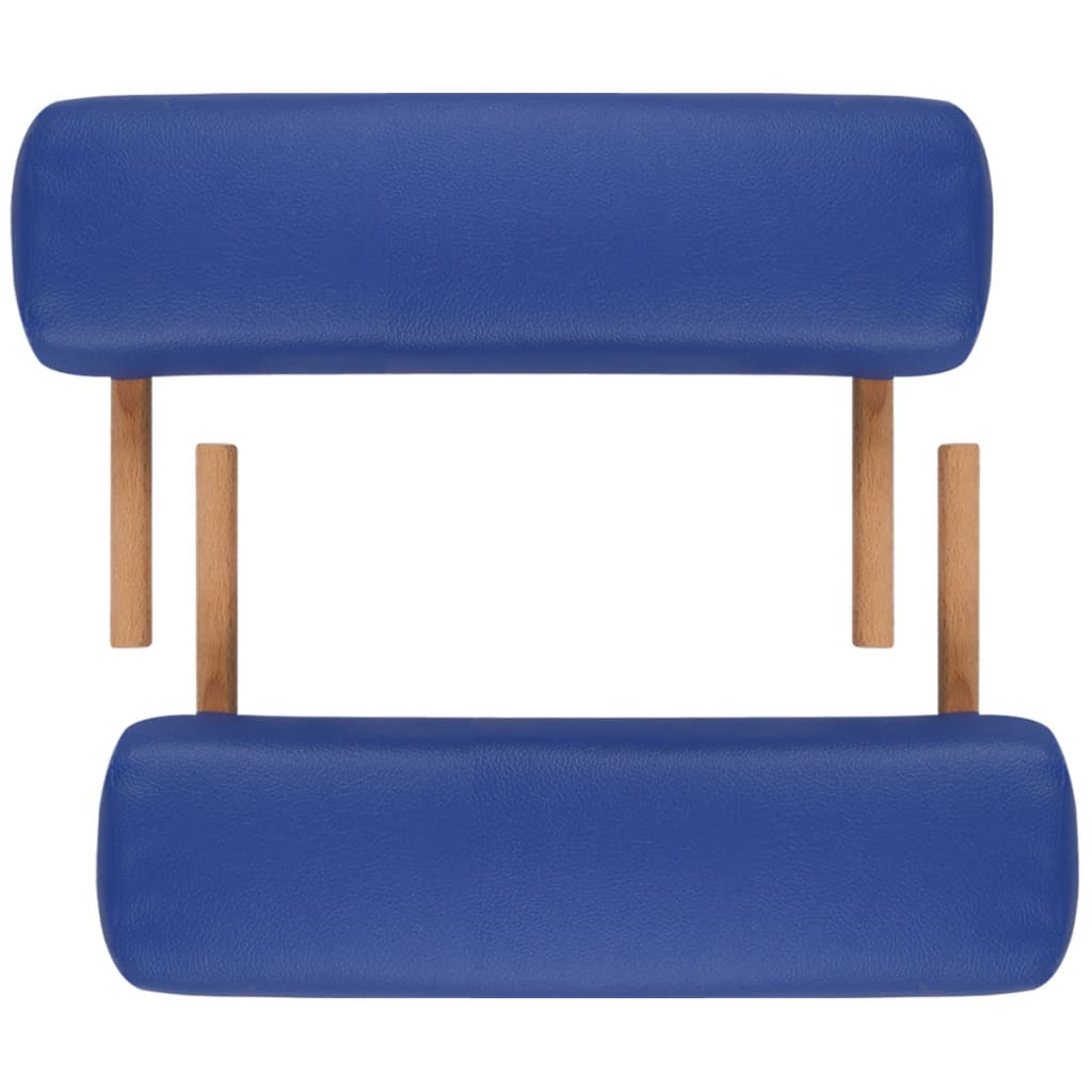Massage table with wooden frame, foldable 3 zones Blue