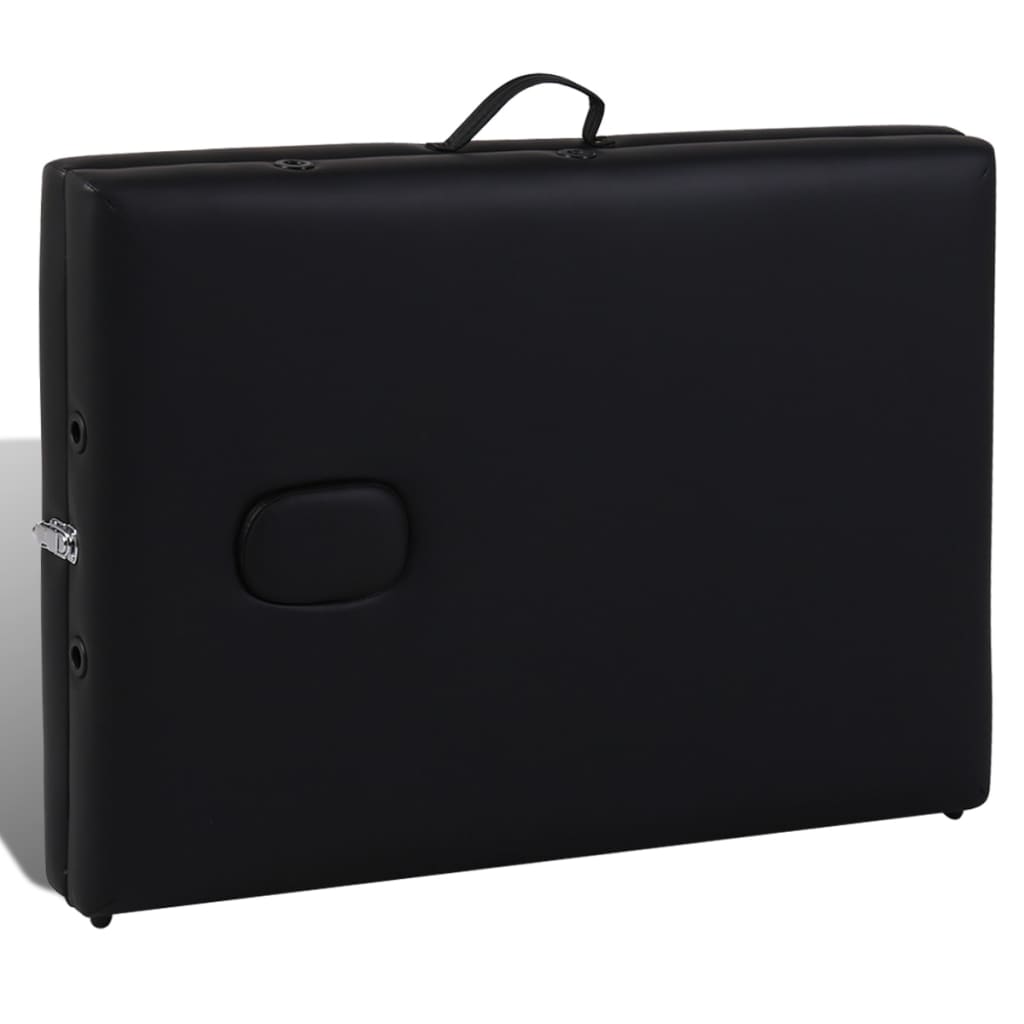 Massage Table Foldable 3-Zone with Wooden Frame Black
