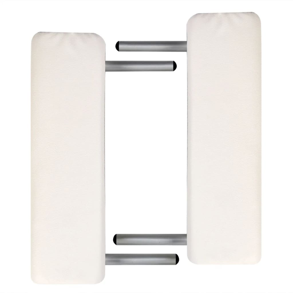 2-Zone Foldable Massage Table with Aluminum Frame Cream White