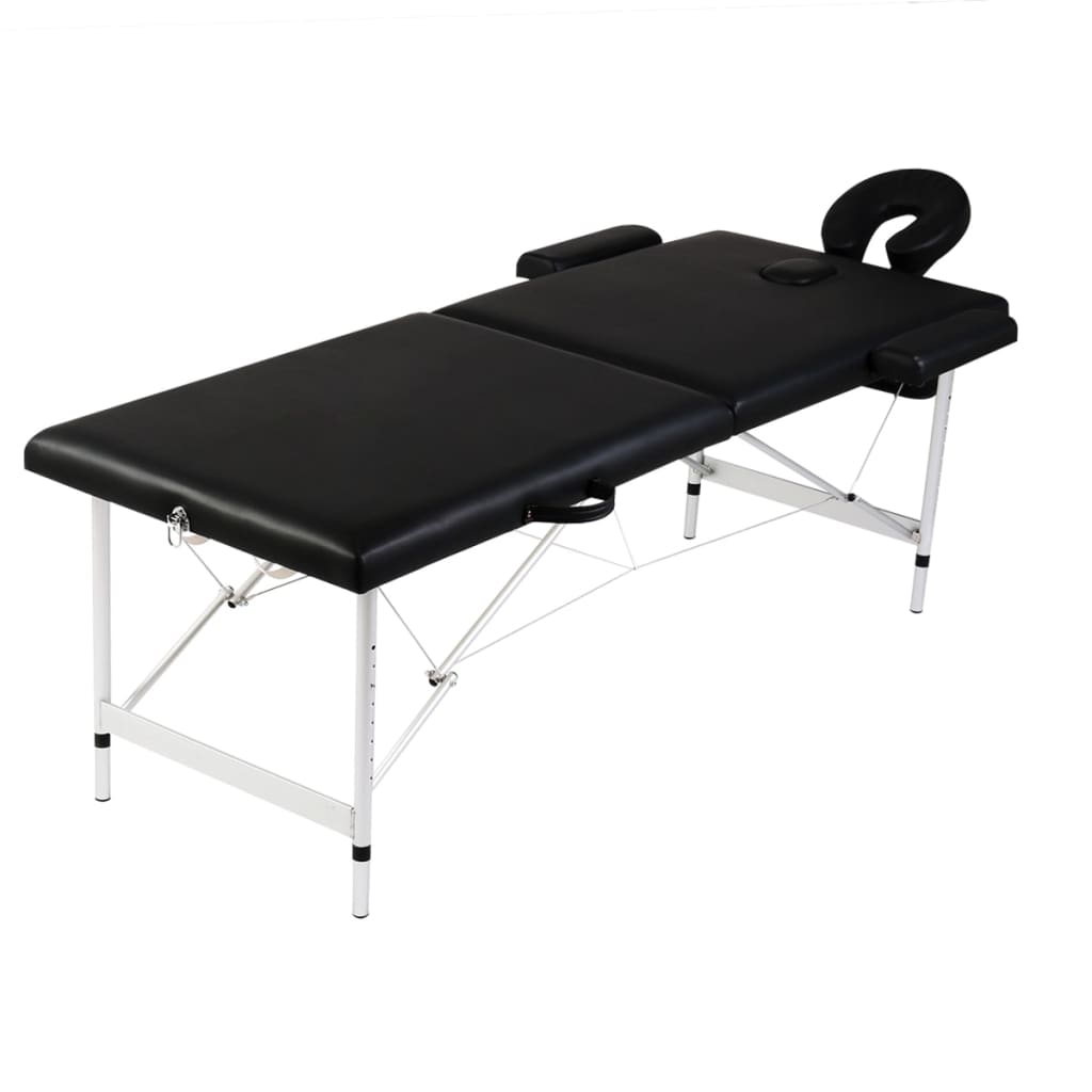Table de massage pliable 2 zones avec cadre en aluminium noir