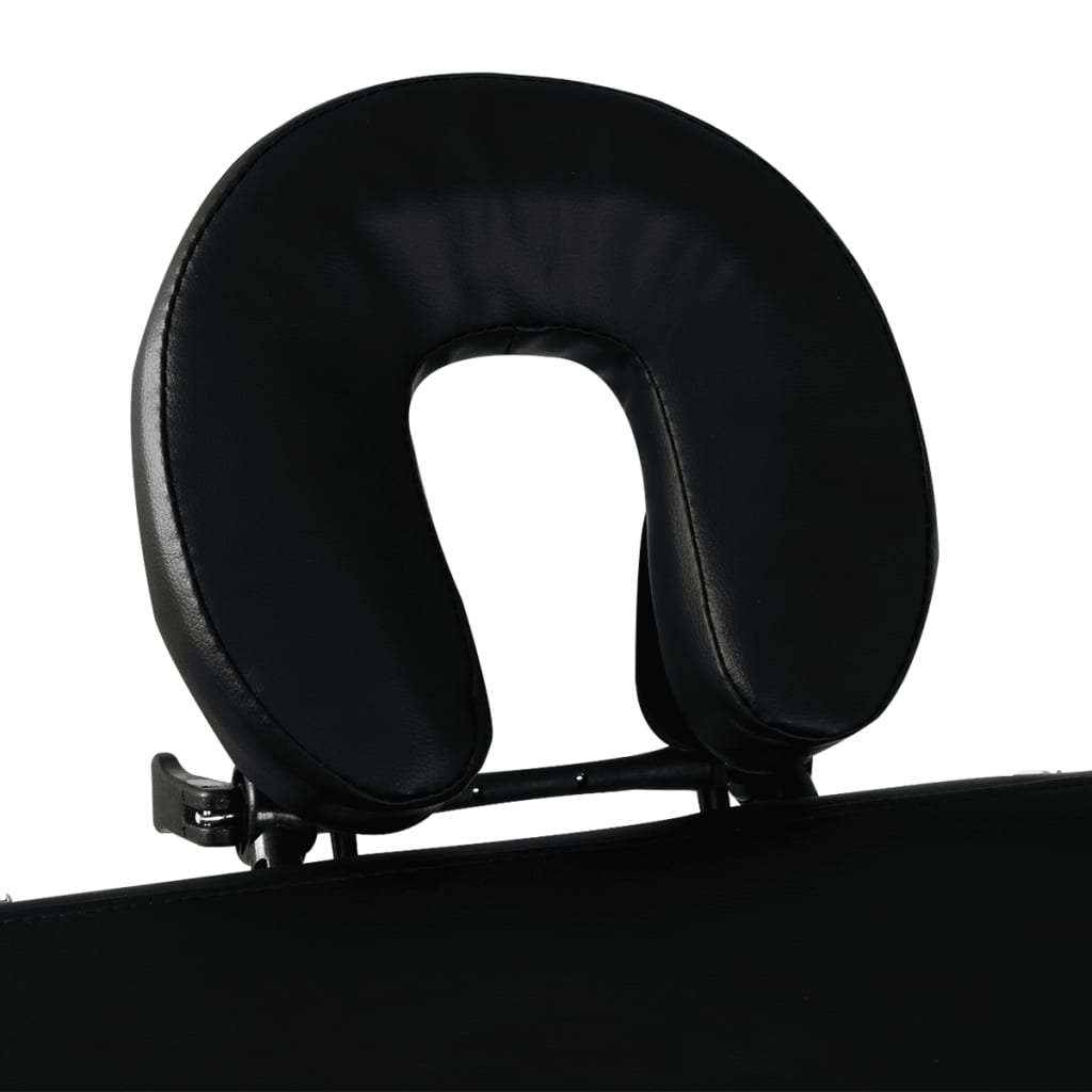 Table de massage à cadre en aluminium, pliable 3 zones noir
