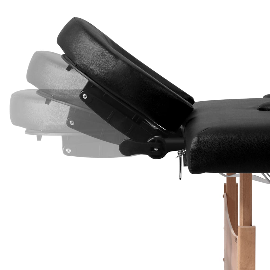 Massage Table Foldable 4-Zone with Wooden Frame Black
