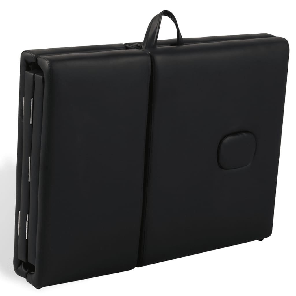 Massage Table Foldable 4-Zone with Wooden Frame Black
