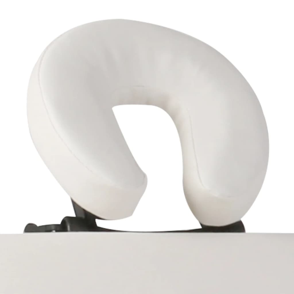 Table de massage pliante 4 zones avec châssis en bois blanc crème