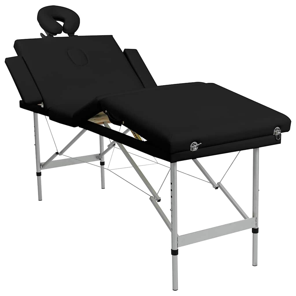 Portable Massage Table 4-Zone with Aluminum Frame Black