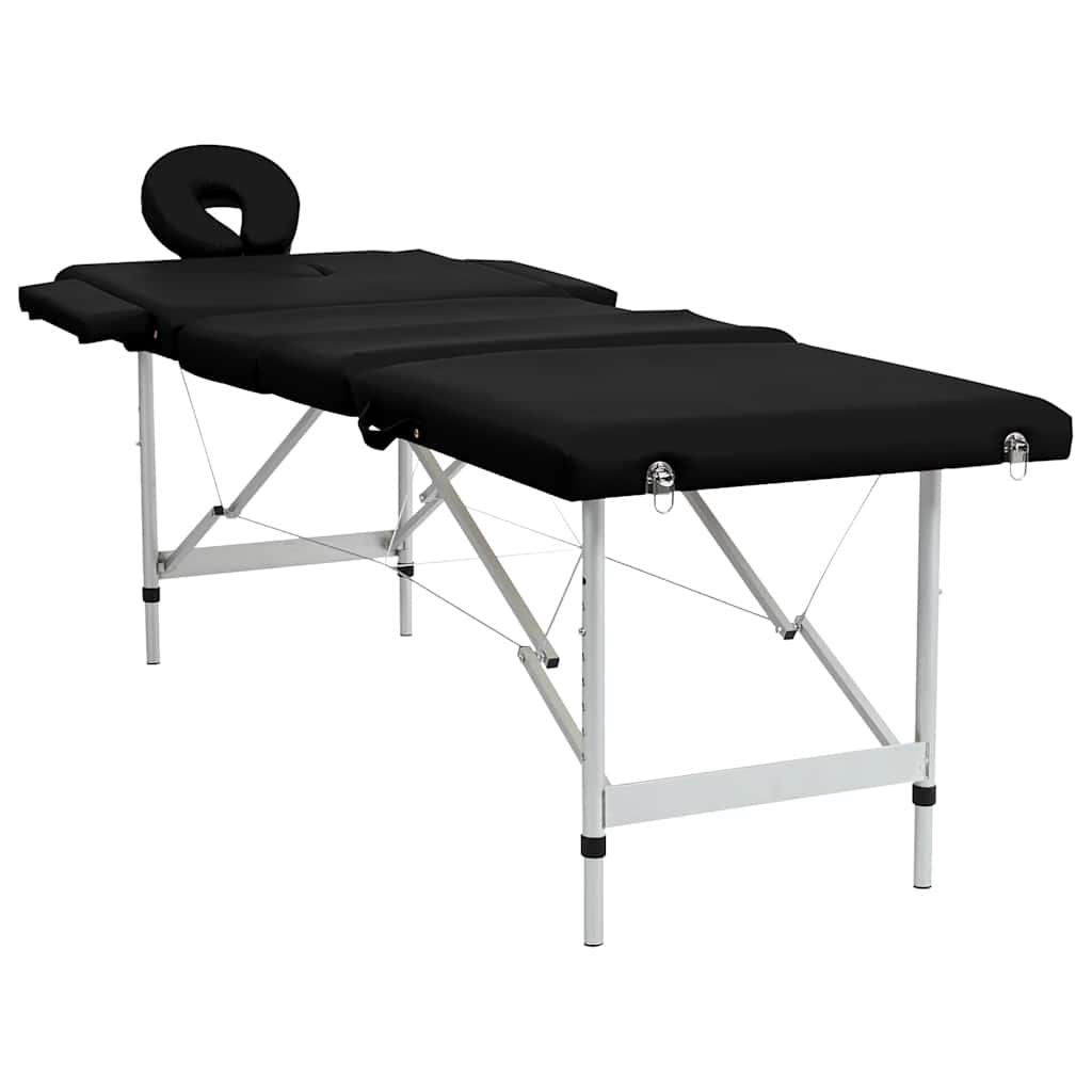 Portable Massage Table 4-Zone with Aluminum Frame Black