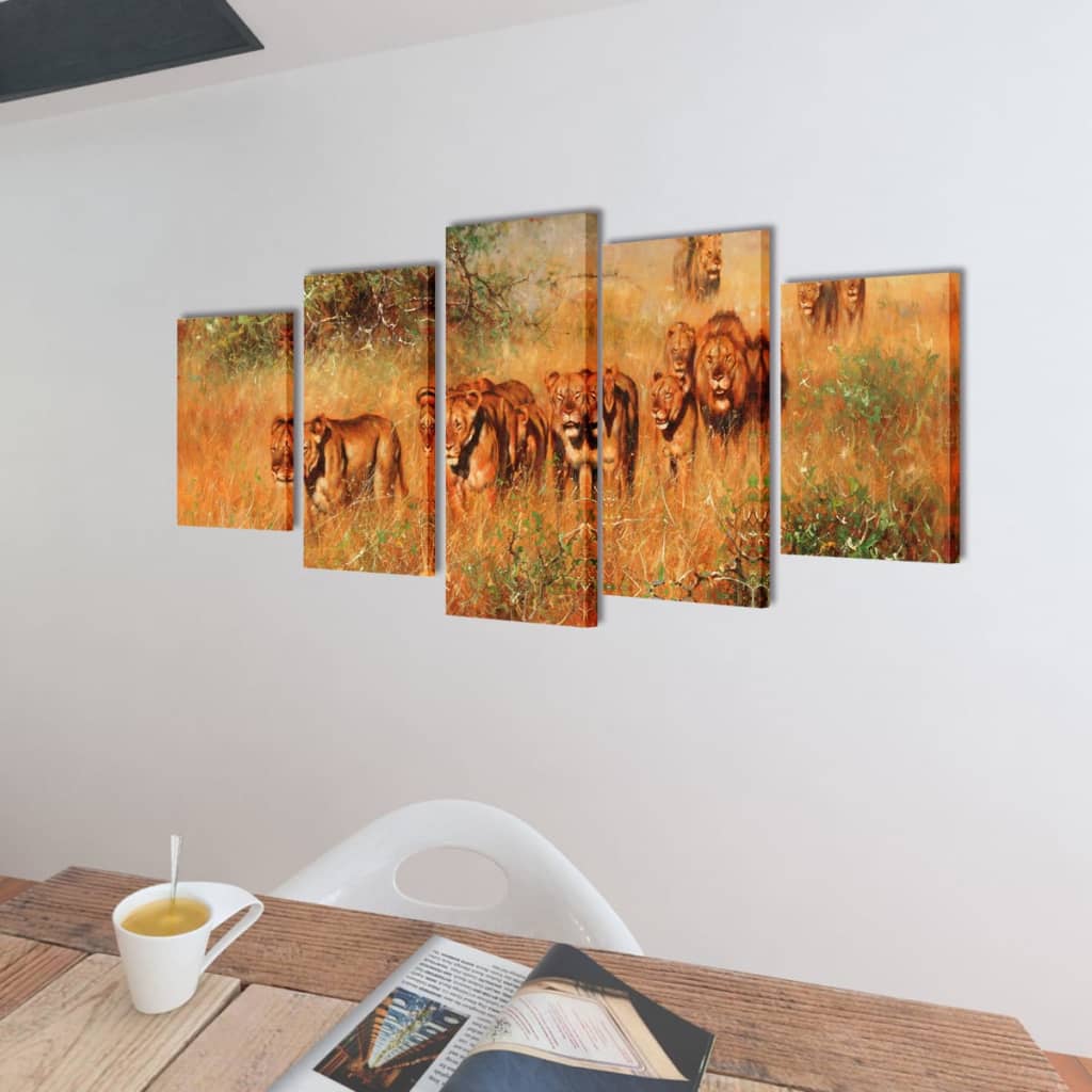 Tableaux décoratifs Set Lions 100 x 50 cm