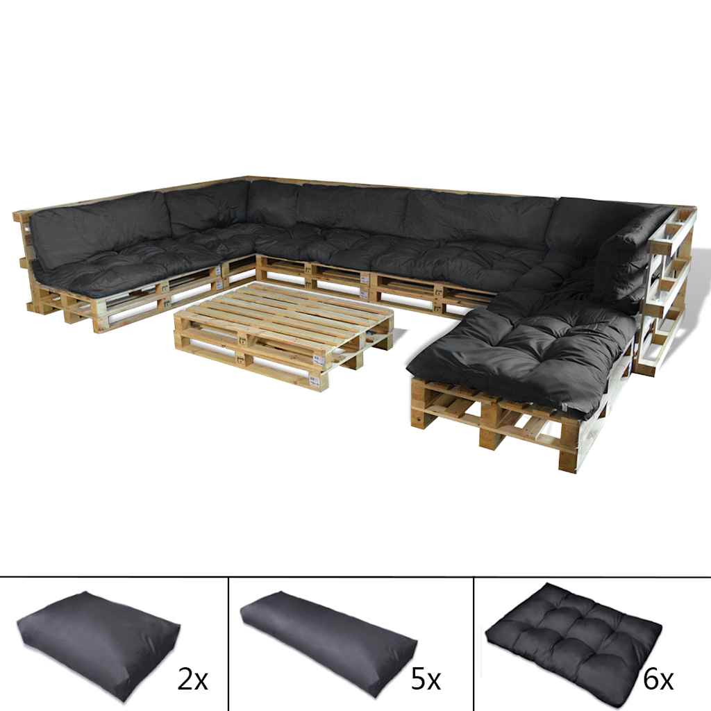 Pallet Sofa Cushions 13 pcs Grey 120 x 80 x 10 cm Fabric