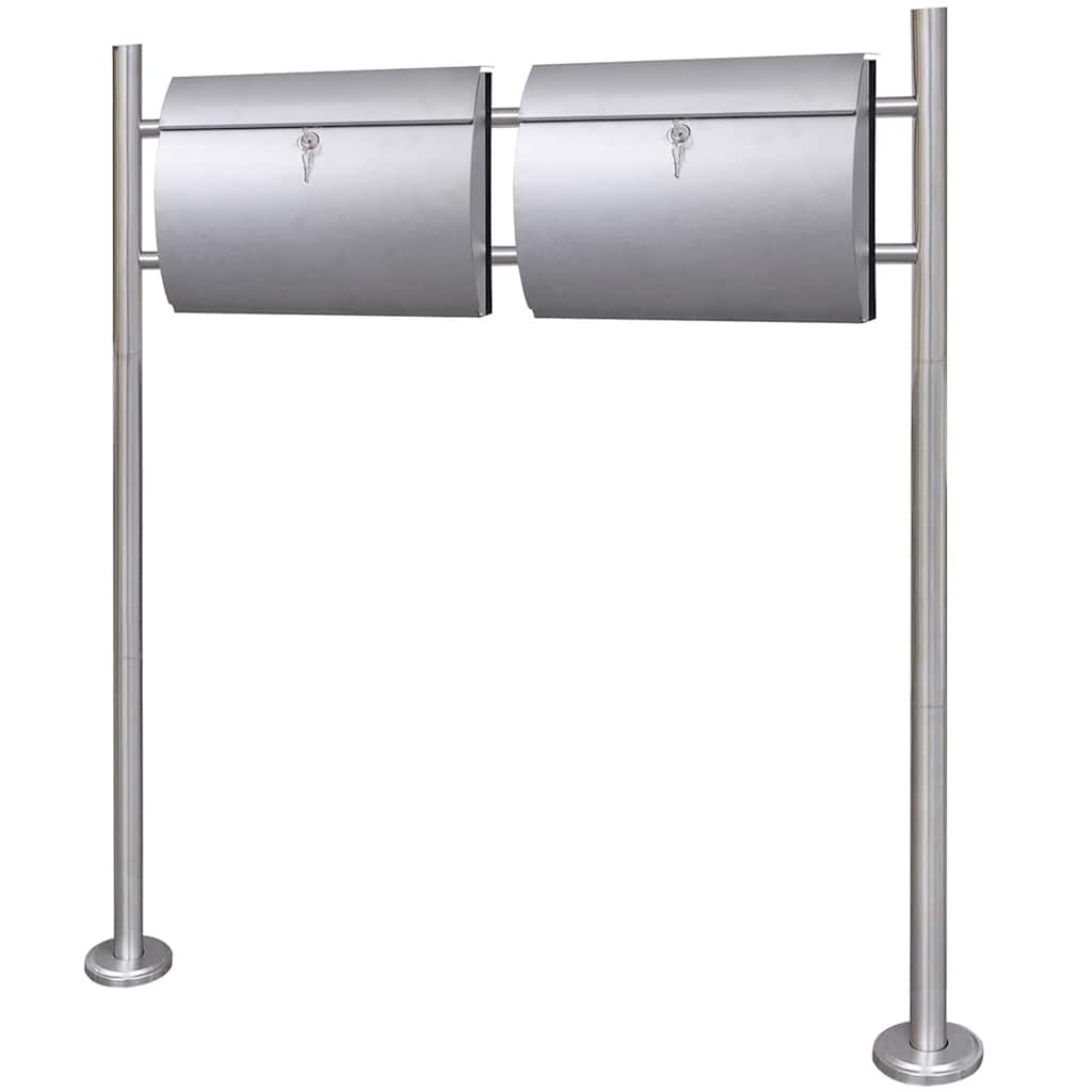 Boîte aux lettres double en inox avec support