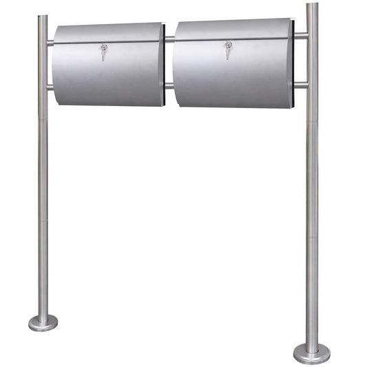 Double stainless steel letterbox with stand