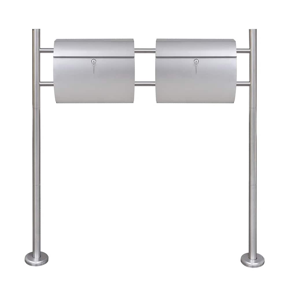 Boîte aux lettres double en inox avec support