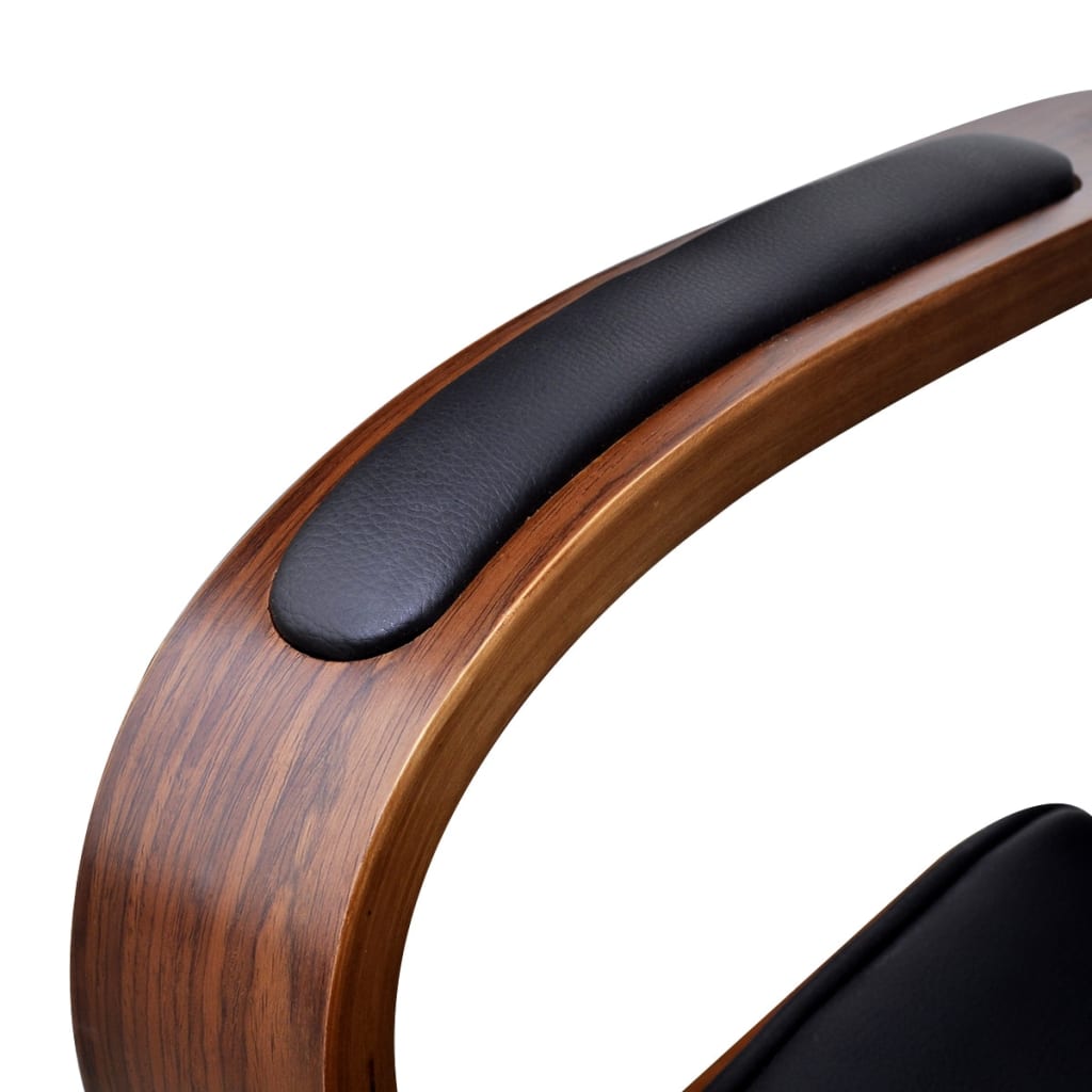 Swivel Office Chair with Headrest, Bentwood, Faux Leather
