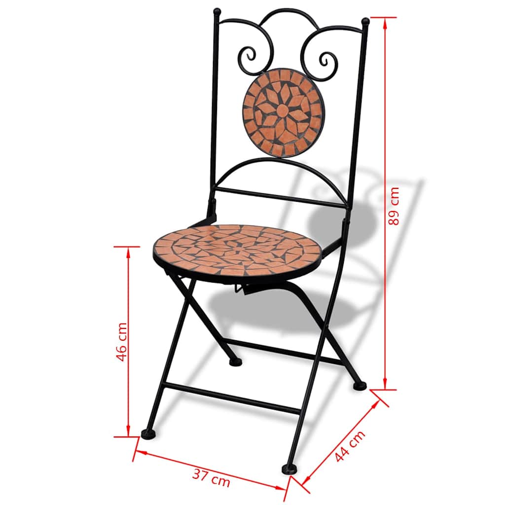 3-tlg. Bistro-Set Keramik Terrakotta