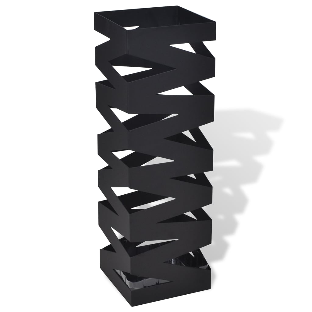 Porte-parapluies support parapluie canne acier noir carré 48,5 cm