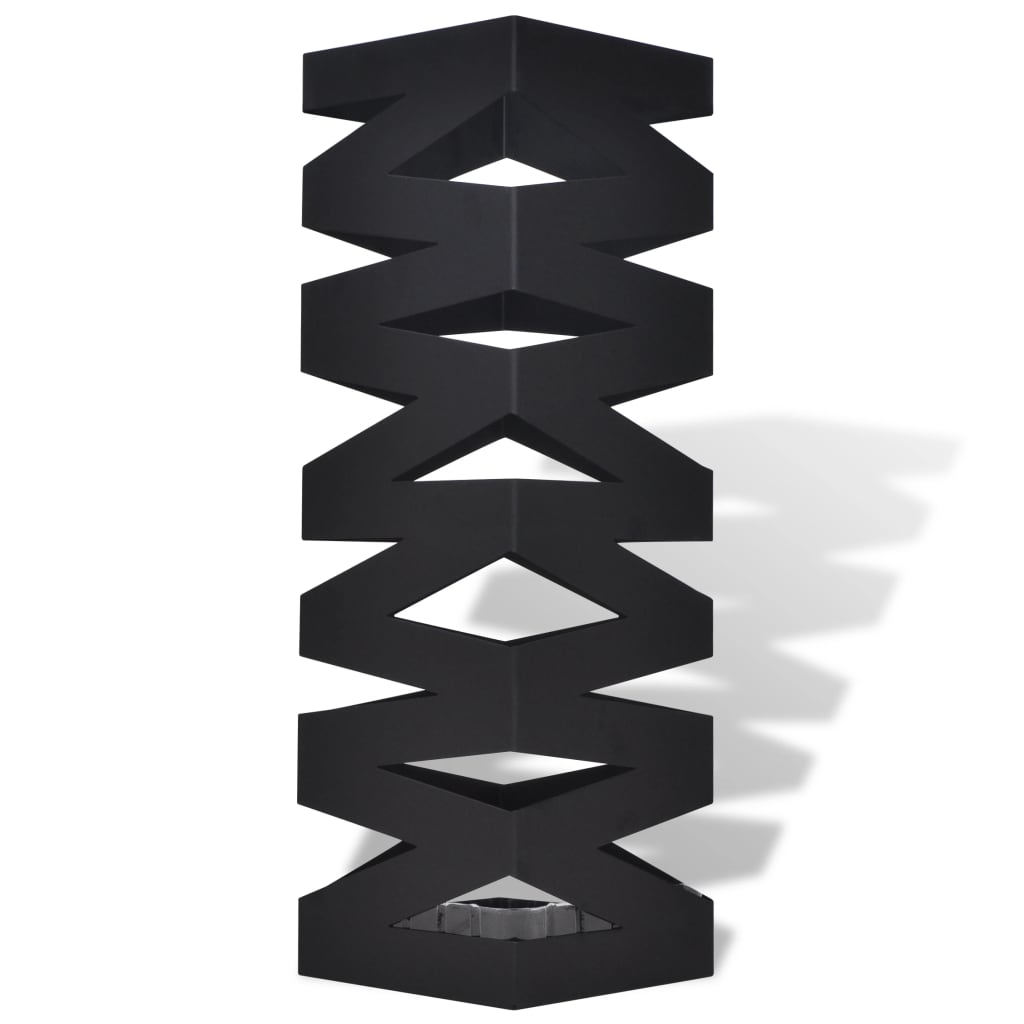 Porte-parapluies support parapluie canne acier noir carré 48,5 cm