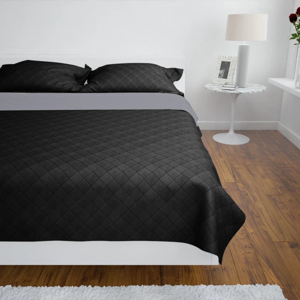 Two-sided Bedspread Quilted Black/Gray 170x210cm