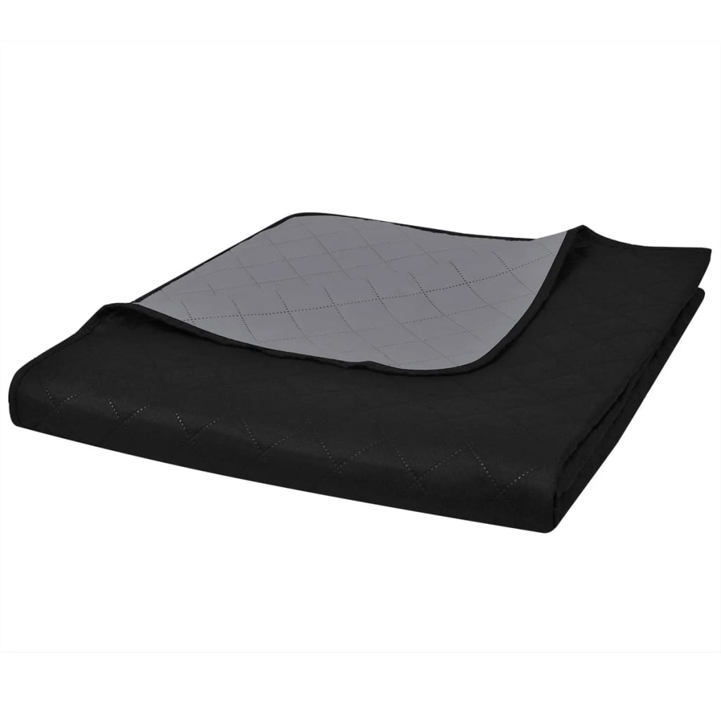 Couvre-lit réversible matelassé Noir/Gris 230x260 cm