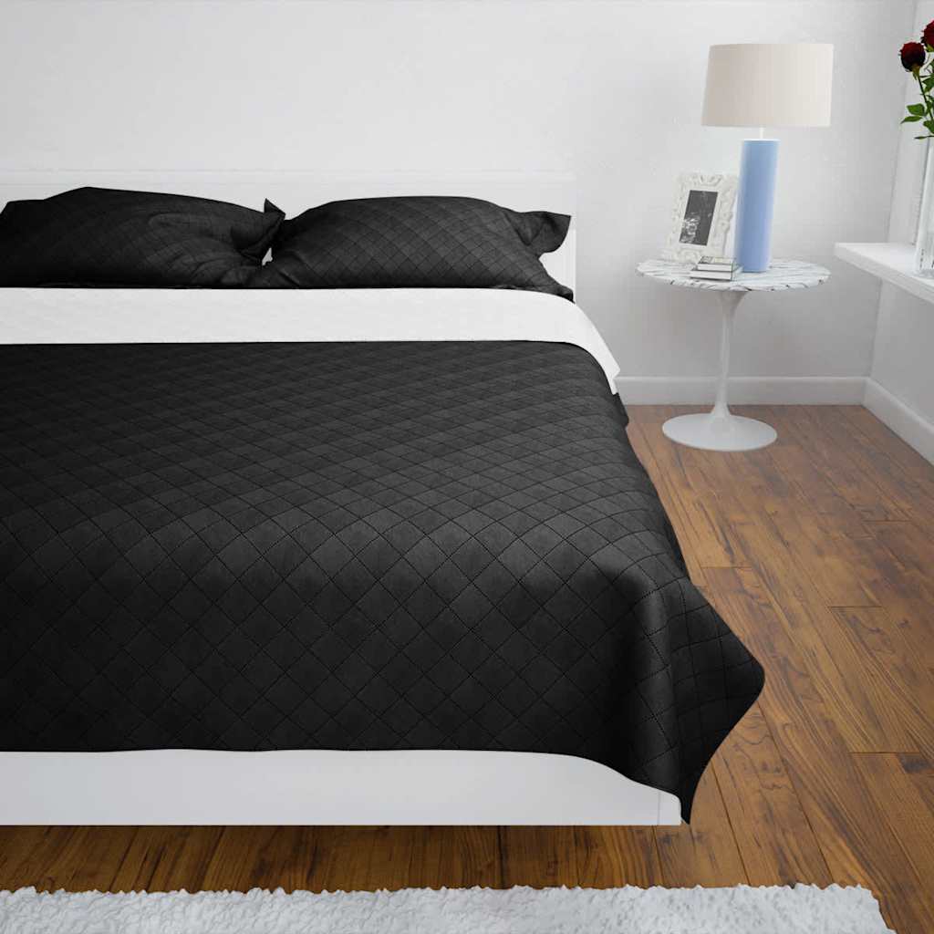 Zweiseitige Tagesdecke Gesteppt Schwarz/Weiß 170x210 cm