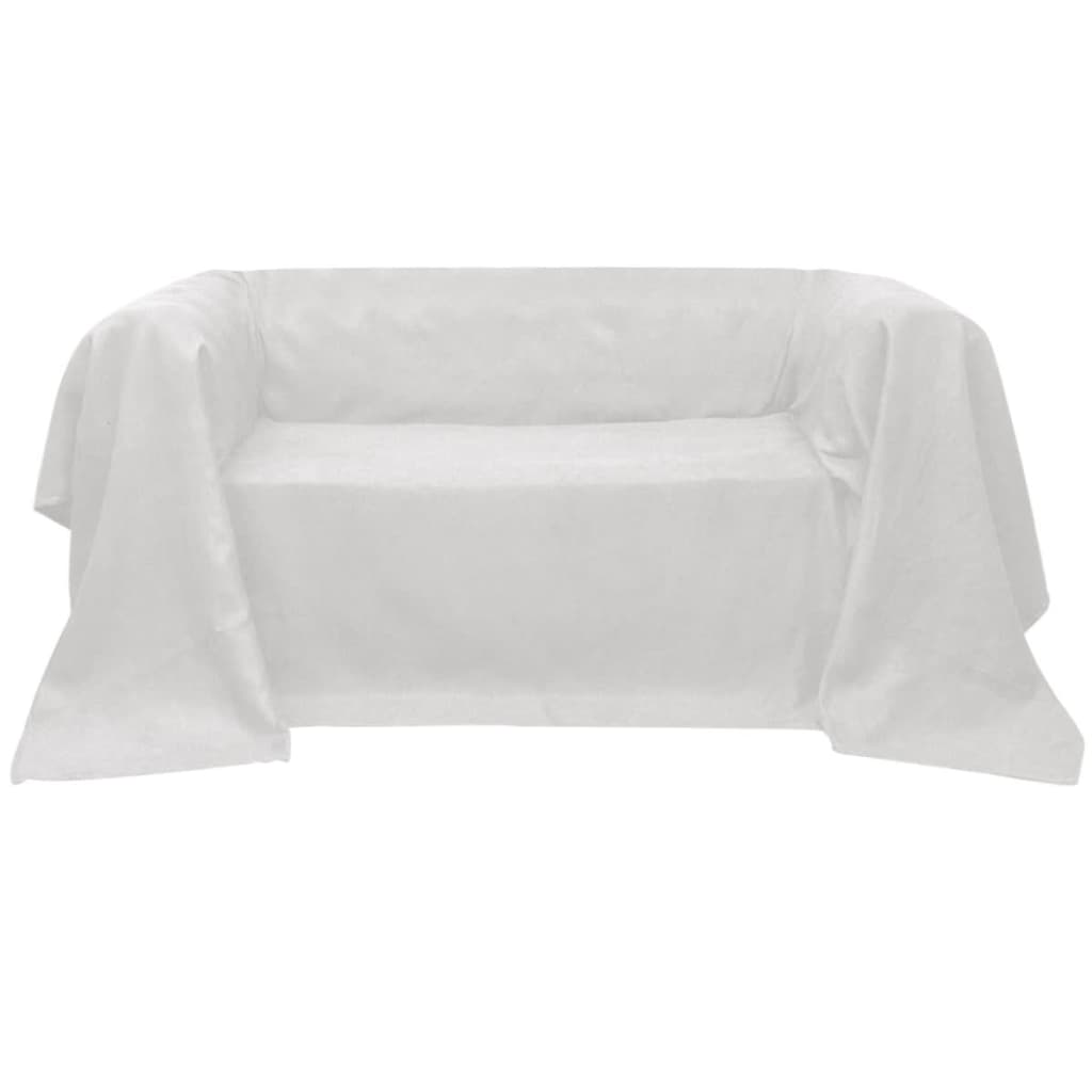 Jeté de canapé en micro-suède Crème 140 x 210 cm